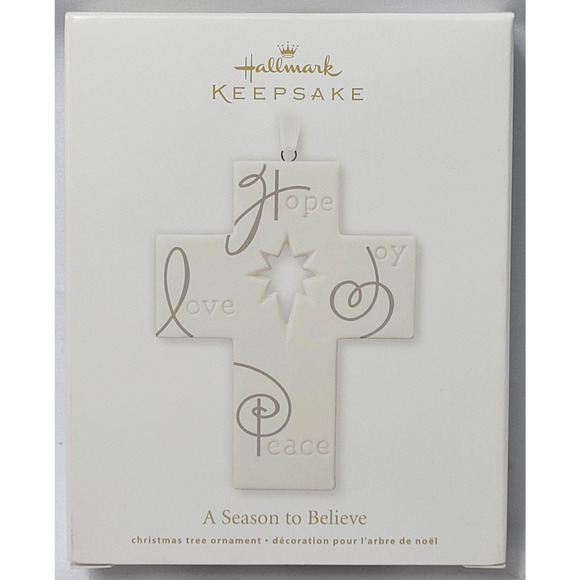 Hallmark Keepsake Ornament A Season To Believe Porcelain Cross 2012 - Picture 1 of 2